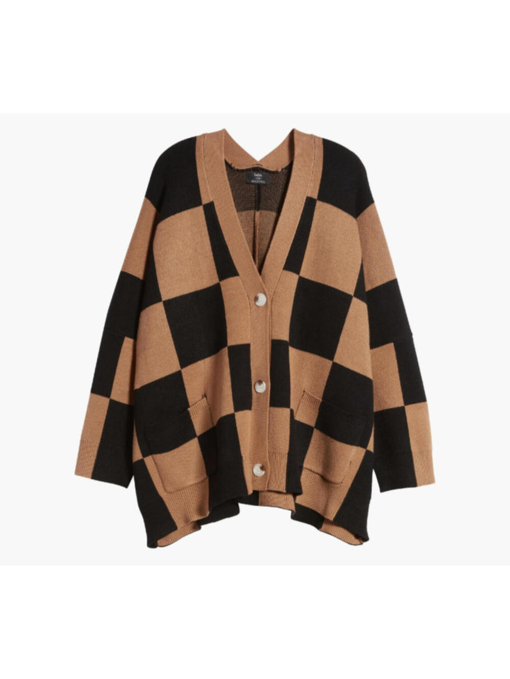 Dressed in LALA Black and Camel Checkered Button Cardigan